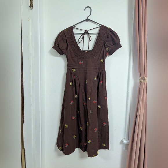 Free People Brown Floral Midi Dress - Picture 2 of 4